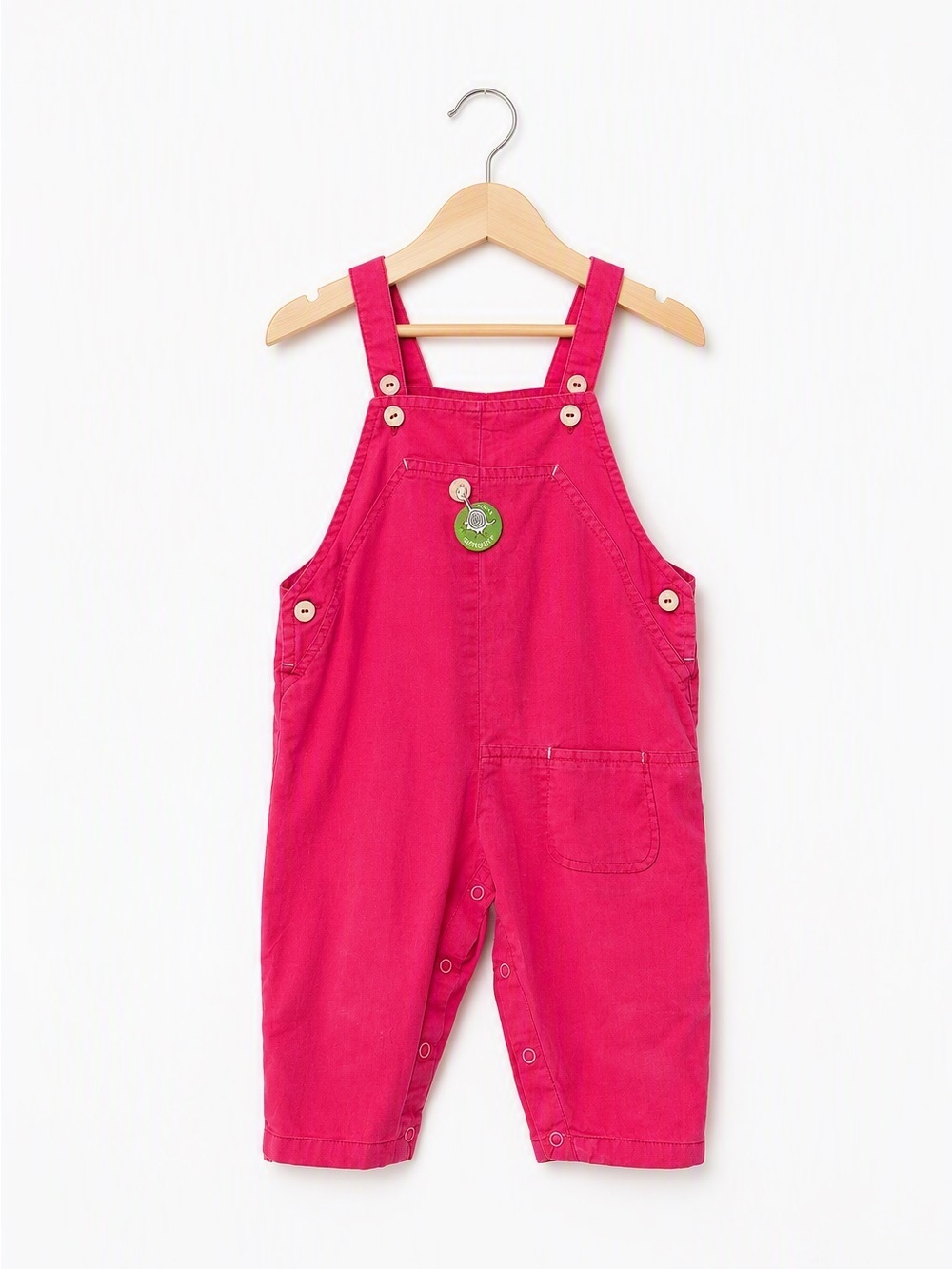 Rare Vintage 80s Brouette et Trottinette Hot Pink Cotton Baby Overalls scoop